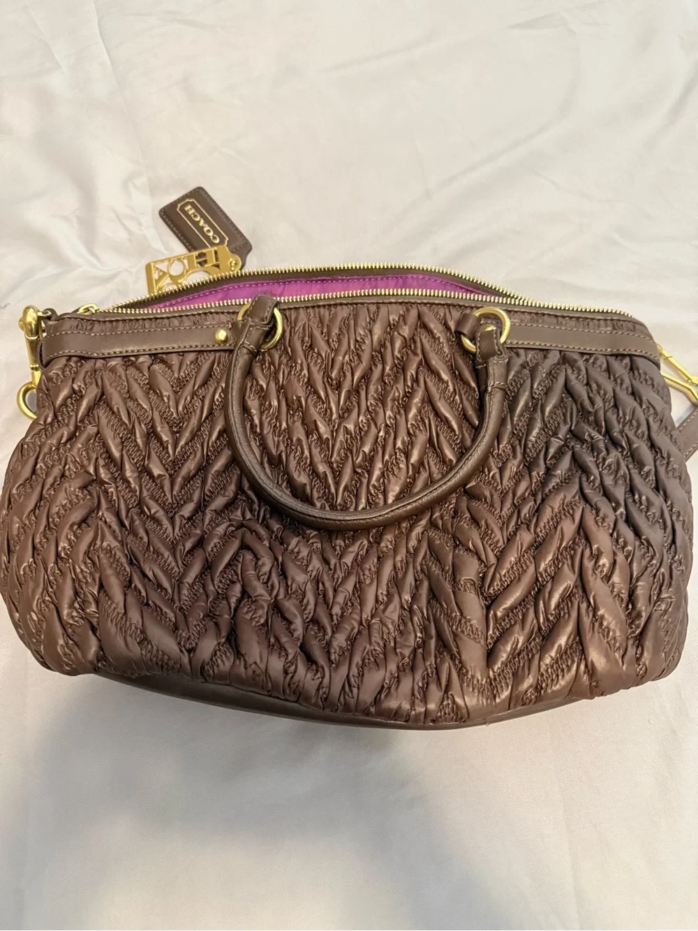 Coach Madison Chevron Quilted Nylon Lindsey Satchel 70th Anniversary Edition